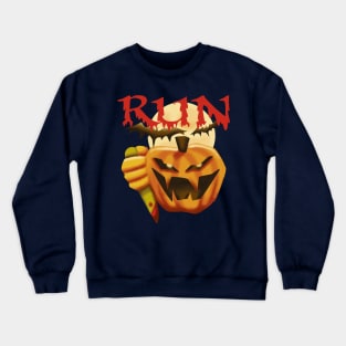 Run Halloween Pumpkin Monster Face Costume For Women&Men Crewneck Sweatshirt